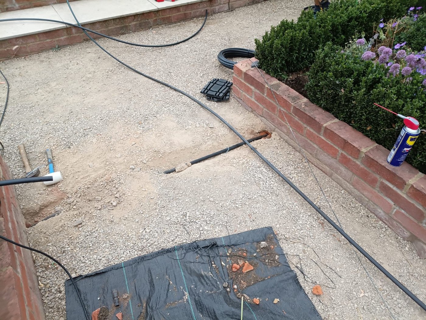 Preparing the irrigation pipe route
