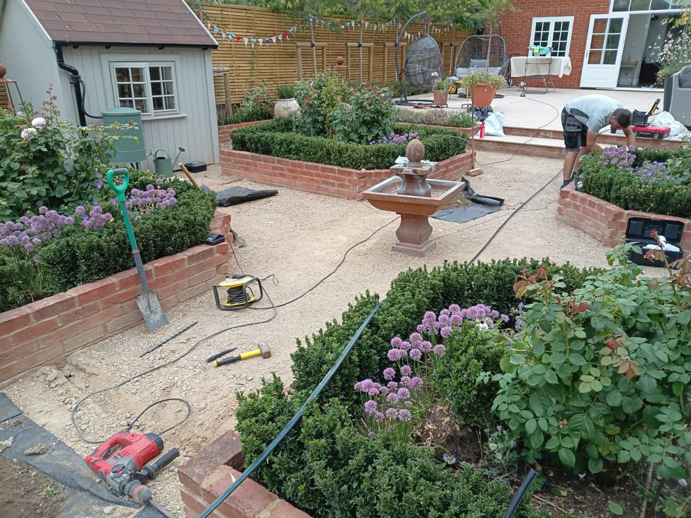 Laying pipework across the garden